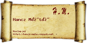 Hancz Máté névjegykártya