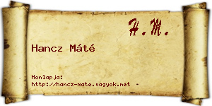 Hancz Máté névjegykártya